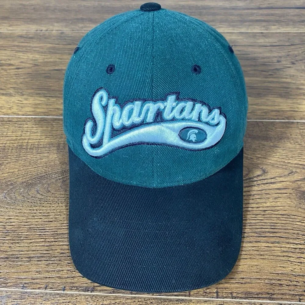 Michigan State Spartans Hat Cap Strap Back Green Embroidered Logo Mens NCAA